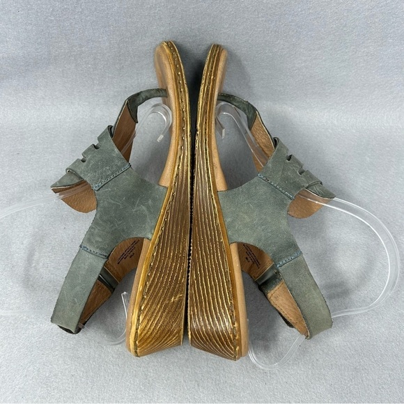 Born Karis D60504 Blue Leather Thong Wedge Sandals Women's US Size 9 - Picture 11 of 12